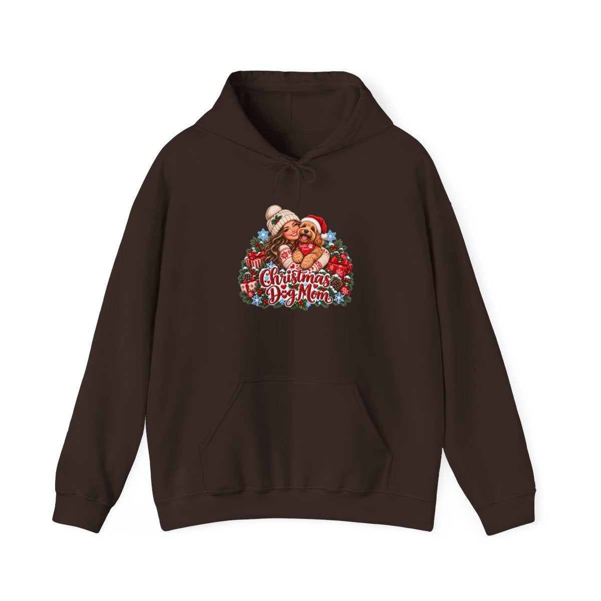 Santa Bear Christmas Wreath Hoodie | Holiday Cute Cozy Illustration