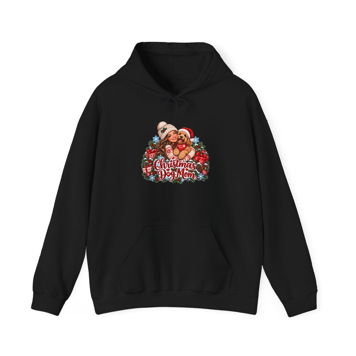 Santa Bear Christmas Wreath Hoodie | Holiday Cute Cozy Illustration