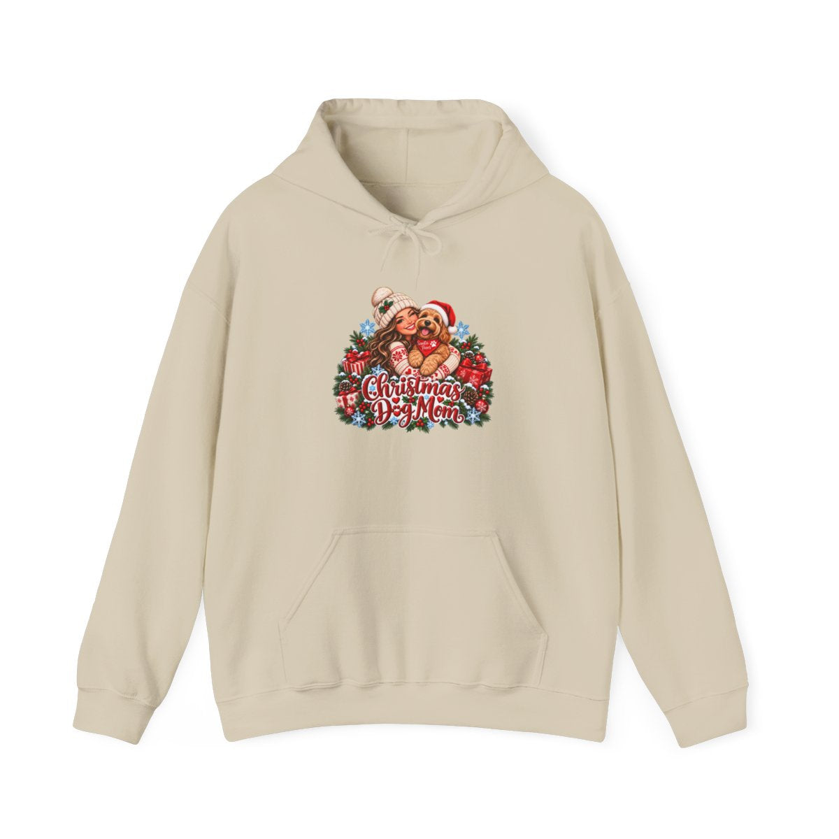 Santa Bear Christmas Wreath Hoodie | Holiday Cute Cozy Illustration