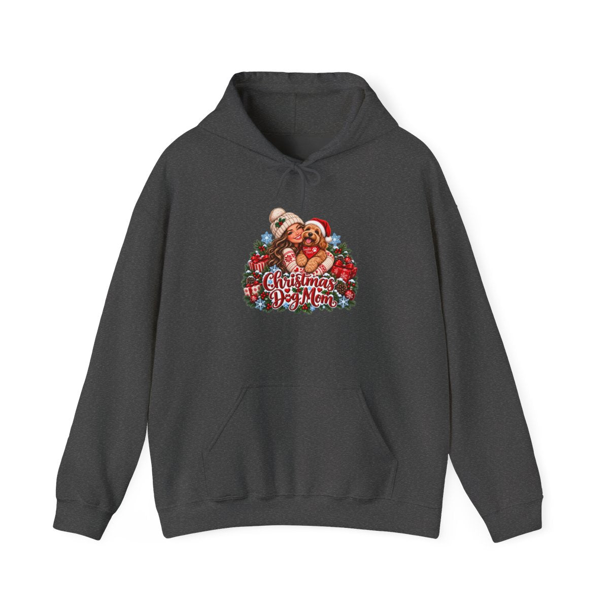 Santa Bear Christmas Wreath Hoodie | Holiday Cute Cozy Illustration
