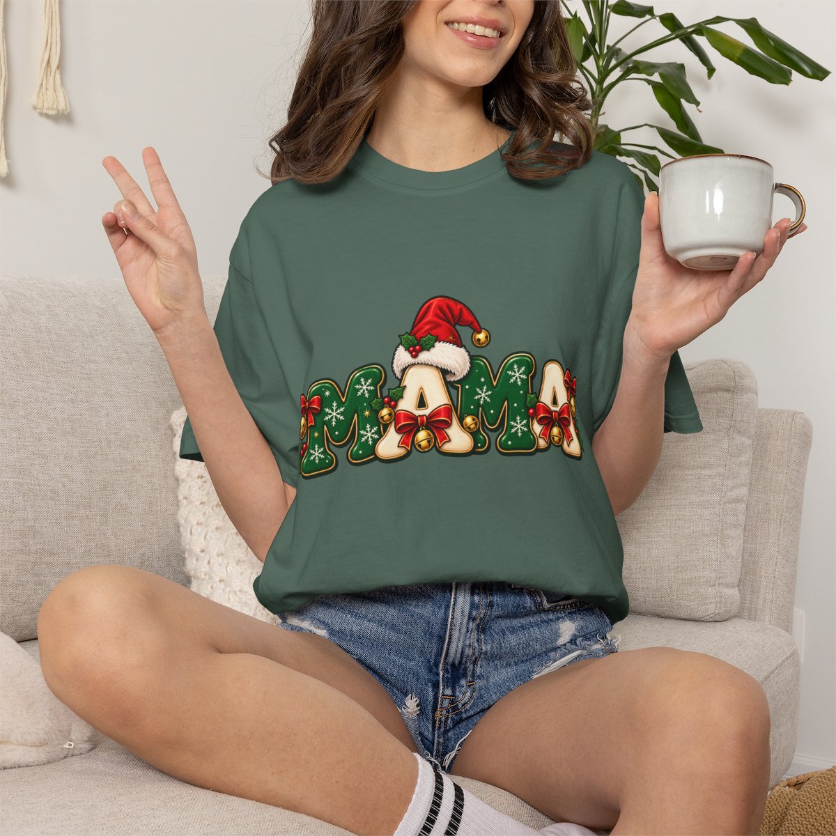 Santa Mushroom Christmas T-shirt | Holiday Mushroom Graphic