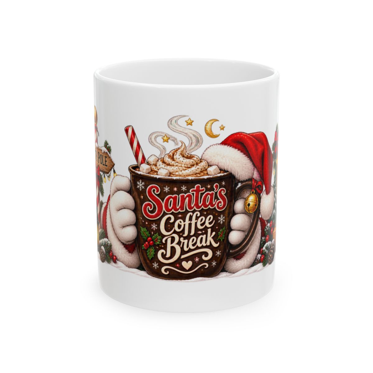 Santa's Coffee Break Mug | Christmas Cocoa Holiday Ceramic Mug