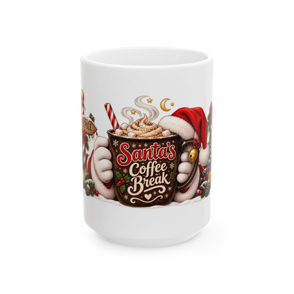 Santa's Coffee Break Mug | Christmas Cocoa Holiday Ceramic Mug