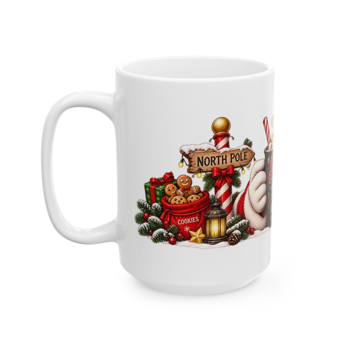 Santa's Coffee Break Mug | Christmas Cocoa Holiday Ceramic Mug