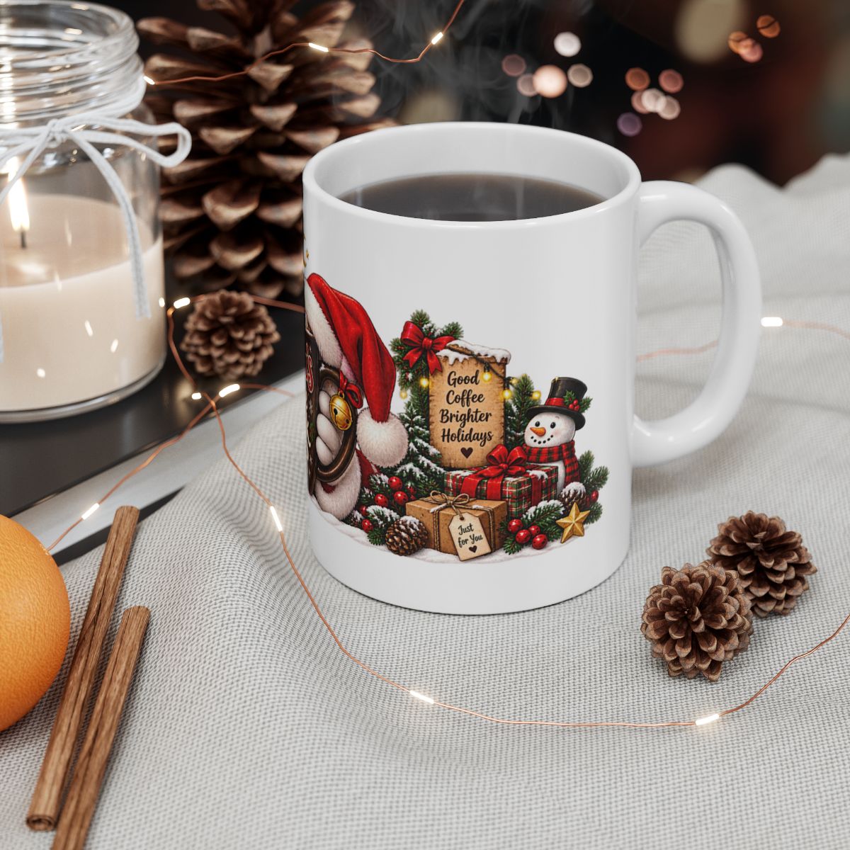 Santa's Coffee Break Mug | Christmas Cocoa Holiday Ceramic Mug
