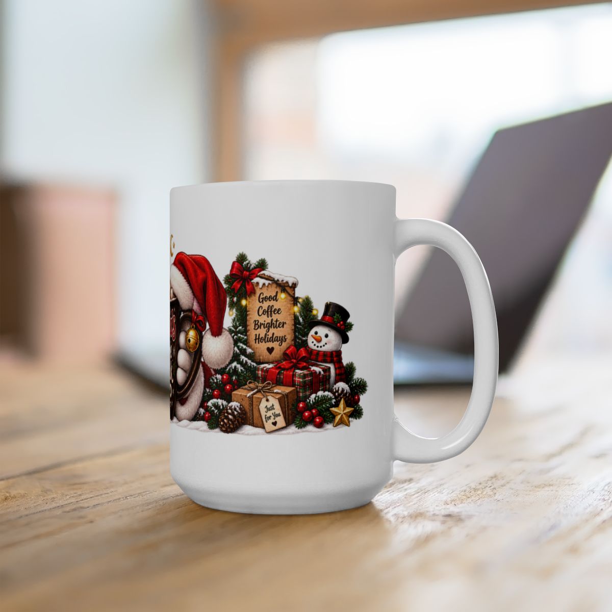 Santa's Coffee Break Mug | Christmas Cocoa Holiday Ceramic Mug