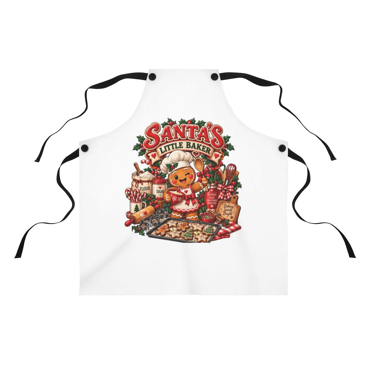 Santa's Little Baker Apron | Christmas Gingerbread Baking Kitchen Apron