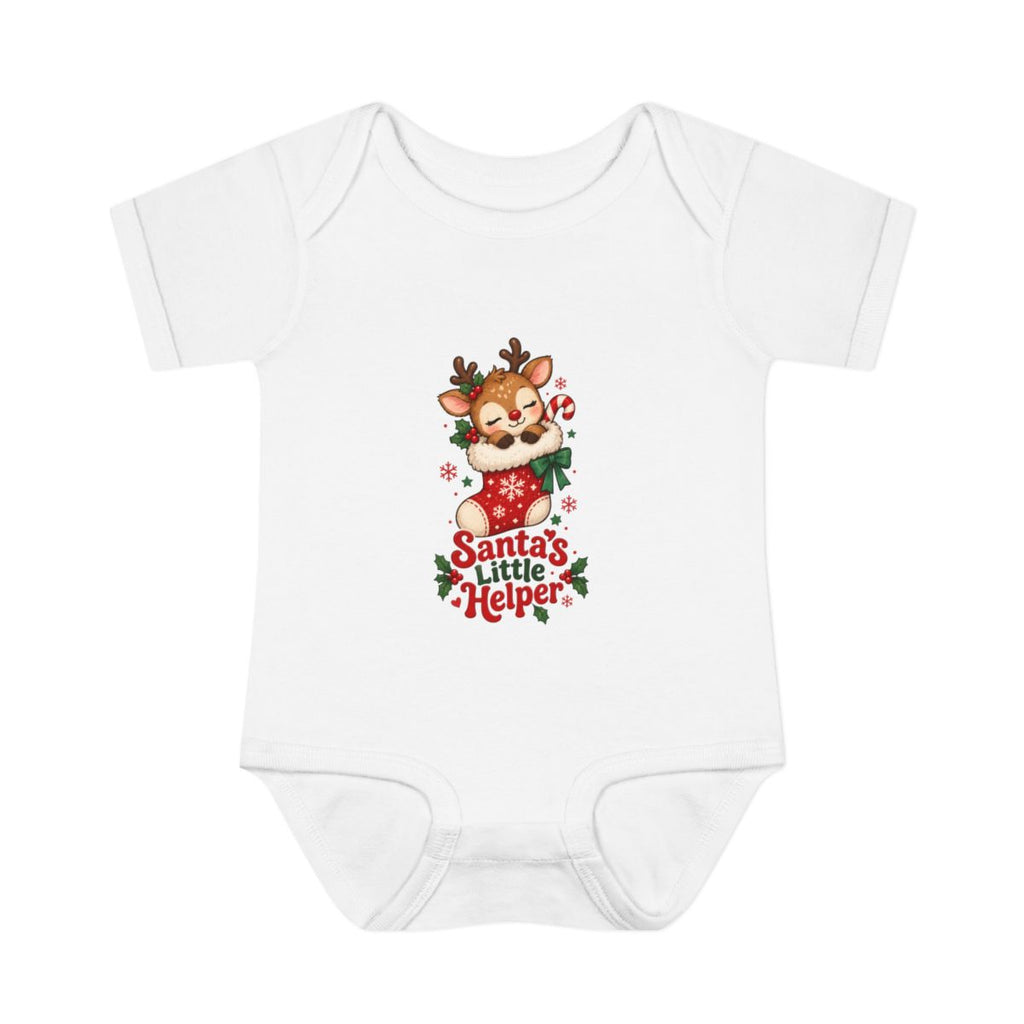Santa's Little Helper Infant Bodysuit | Christmas Reindeer Baby Romper