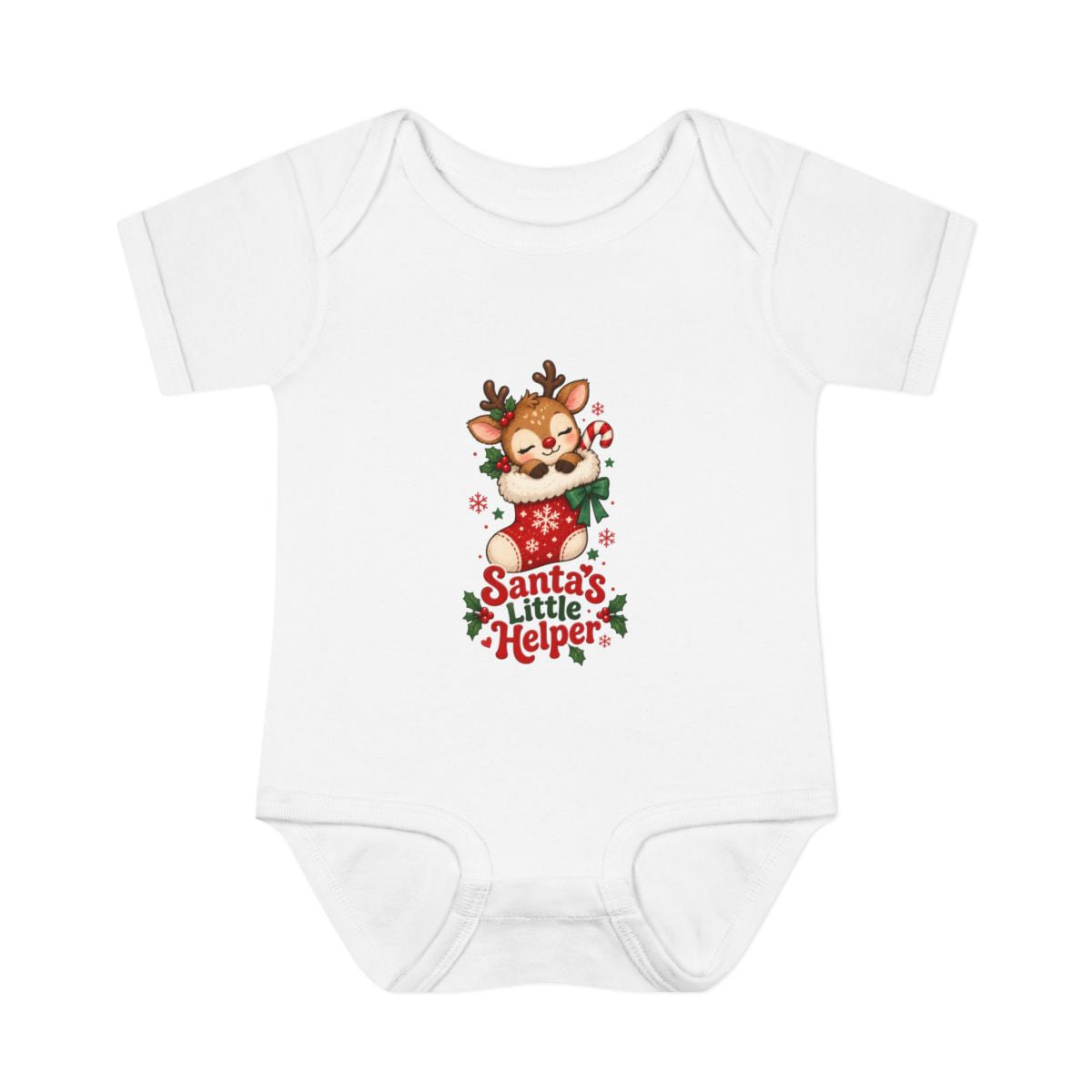 Santa's Little Helper Infant Bodysuit | Christmas Reindeer Baby Romper