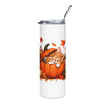 Sleeping Cat in Pumpkin Tumbler | 20oz Stainless Steel, Fall Pumpkin Lantern Design