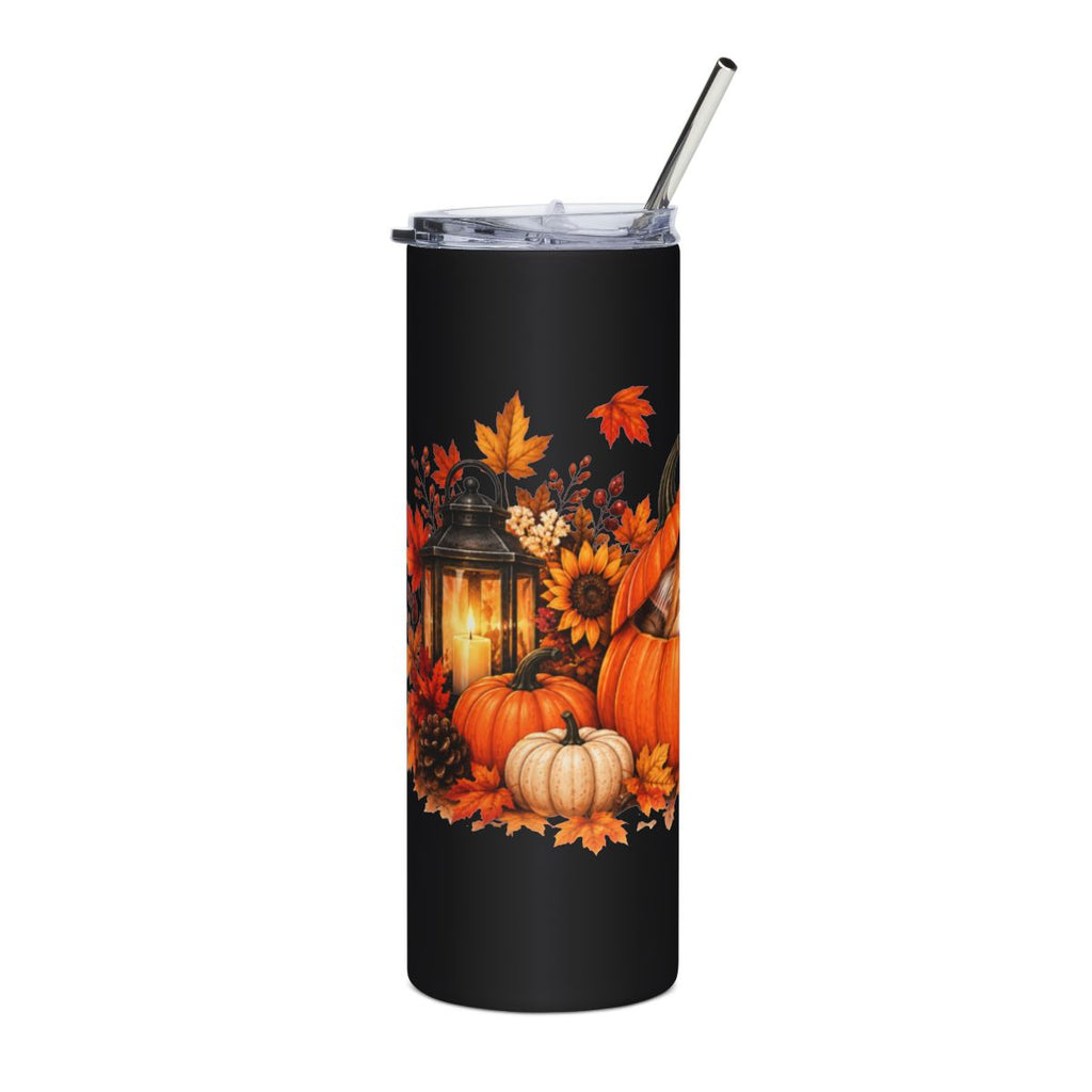 Sleeping Cat in Pumpkin Tumbler | 20oz Stainless Steel, Fall Pumpkin Lantern Design