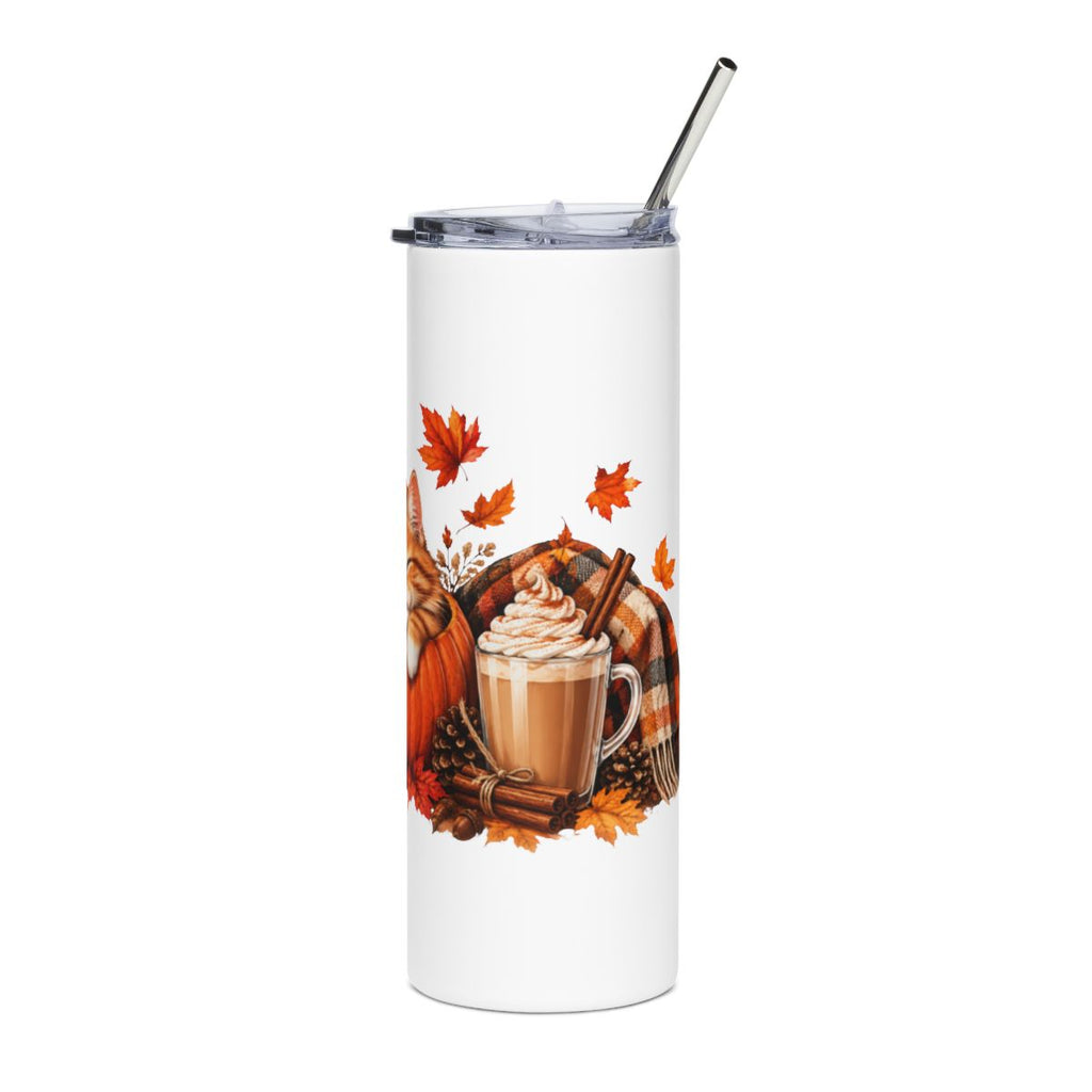 Sleeping Cat in Pumpkin Tumbler | 20oz Stainless Steel, Fall Pumpkin Lantern Design
