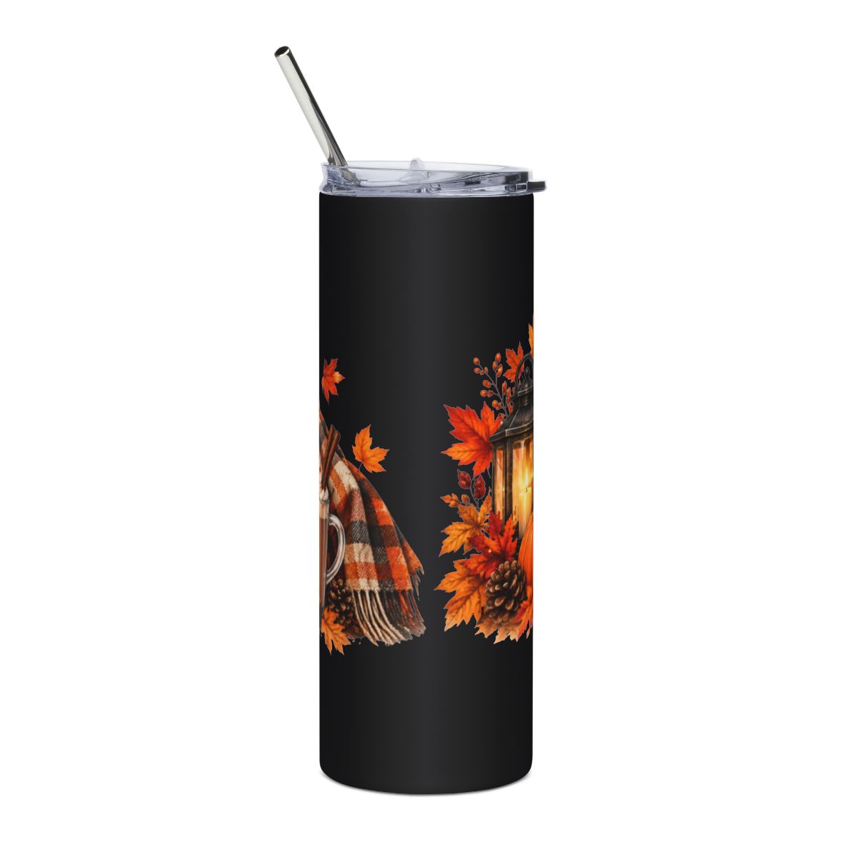 Sleeping Cat in Pumpkin Tumbler | 20oz Stainless Steel, Fall Pumpkin Lantern Design