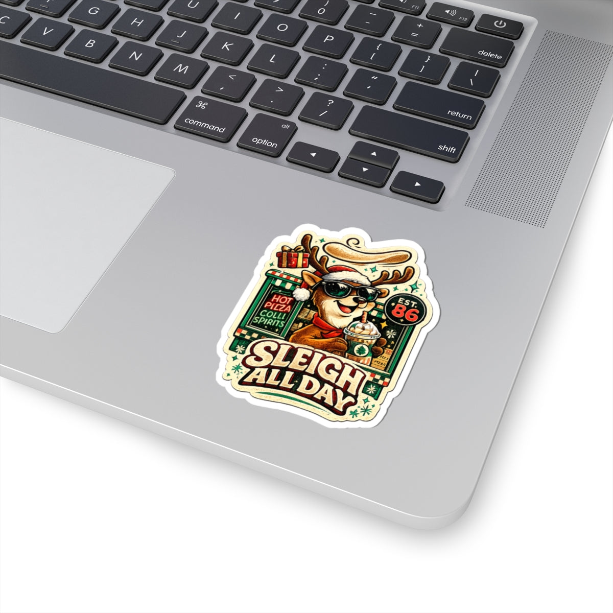 Sleigh All Day Reindeer Sticker | Kiss-Cut Holiday Vinyl Sticker