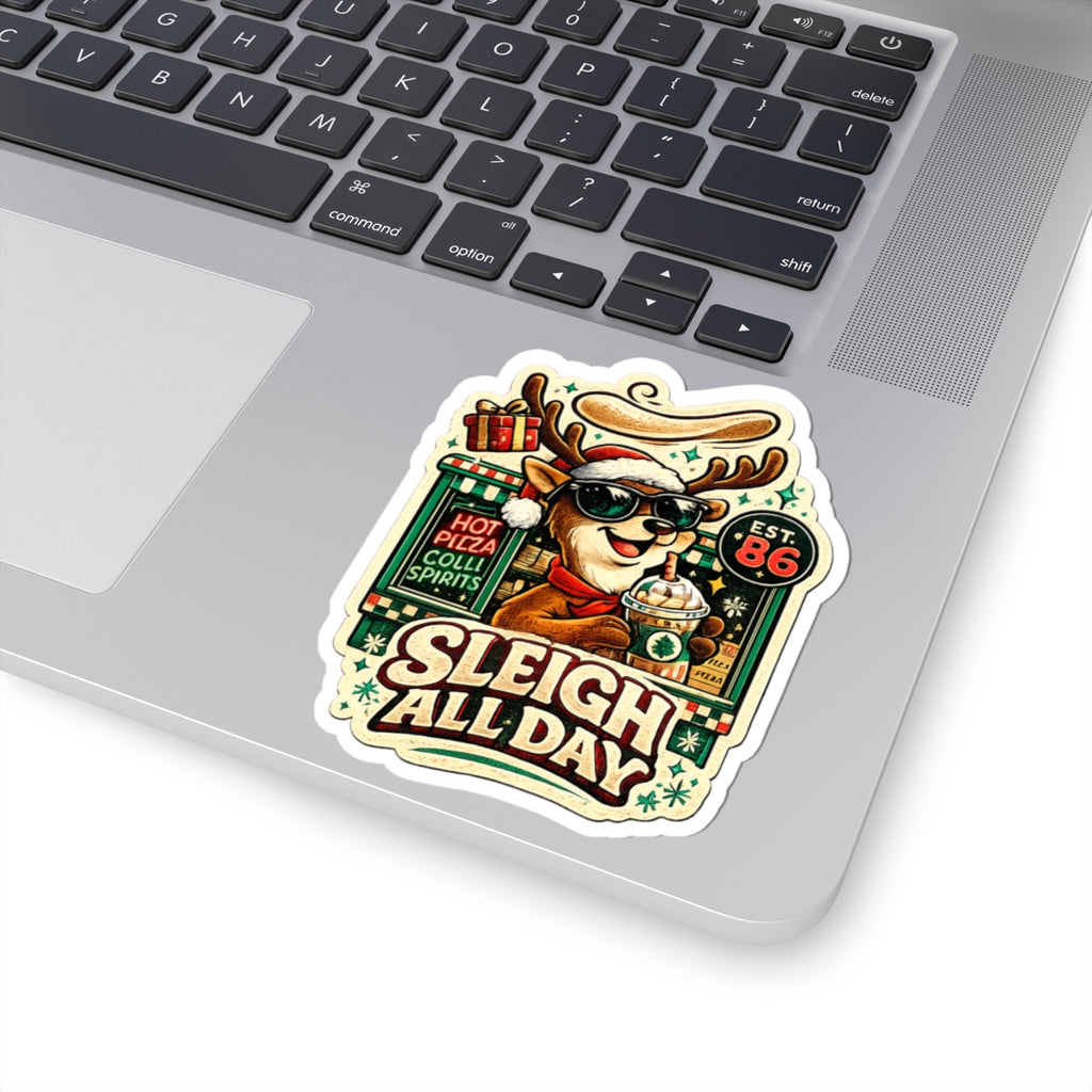 Sleigh All Day Reindeer Sticker | Kiss-Cut Holiday Vinyl Sticker