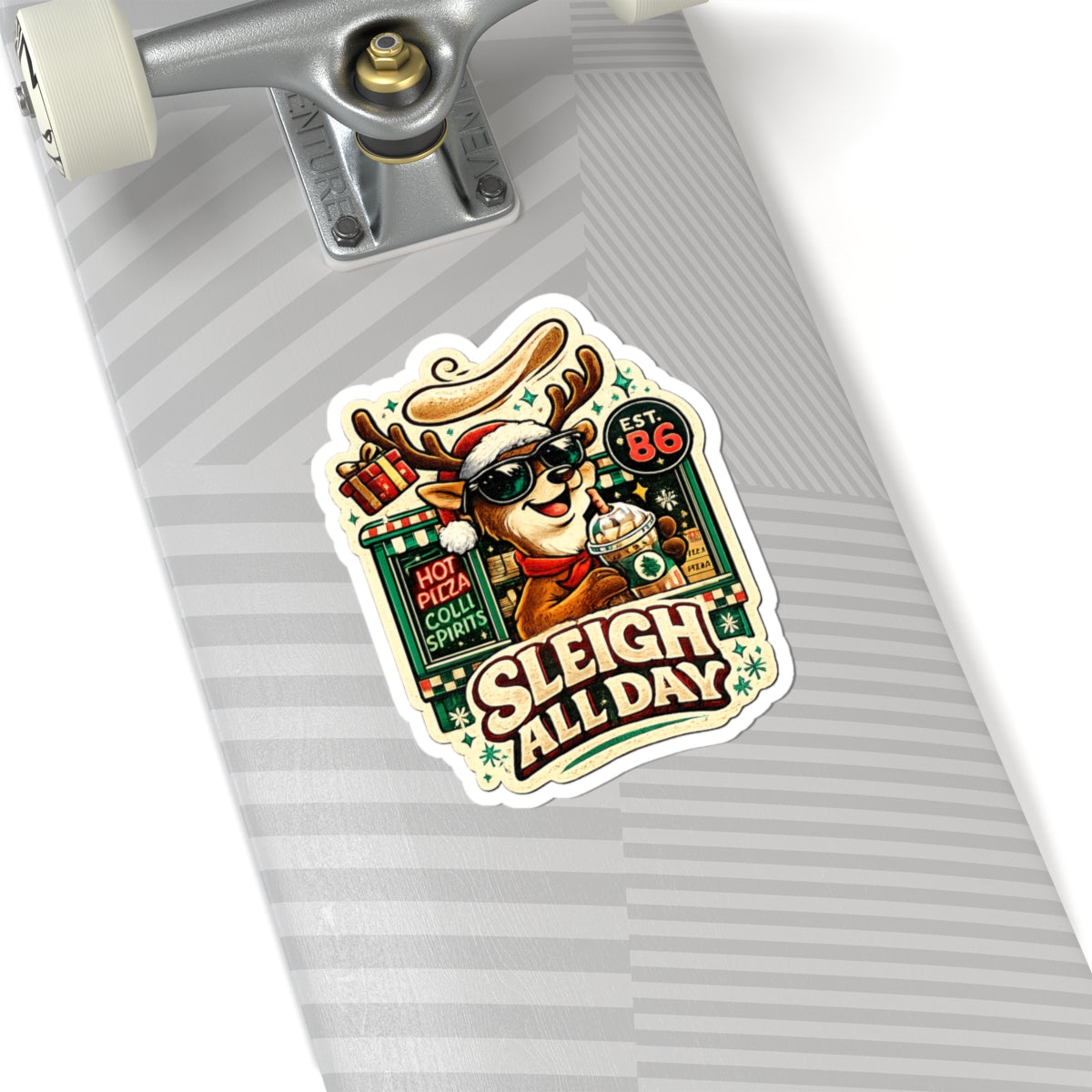 Sleigh All Day Reindeer Sticker | Kiss-Cut Holiday Vinyl Sticker