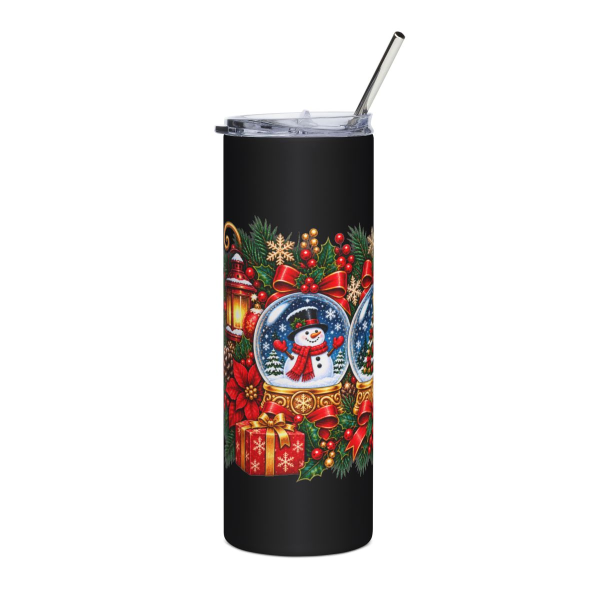 Snow Globe Holiday Scene Tumbler | Christmas 20oz Stainless Steel