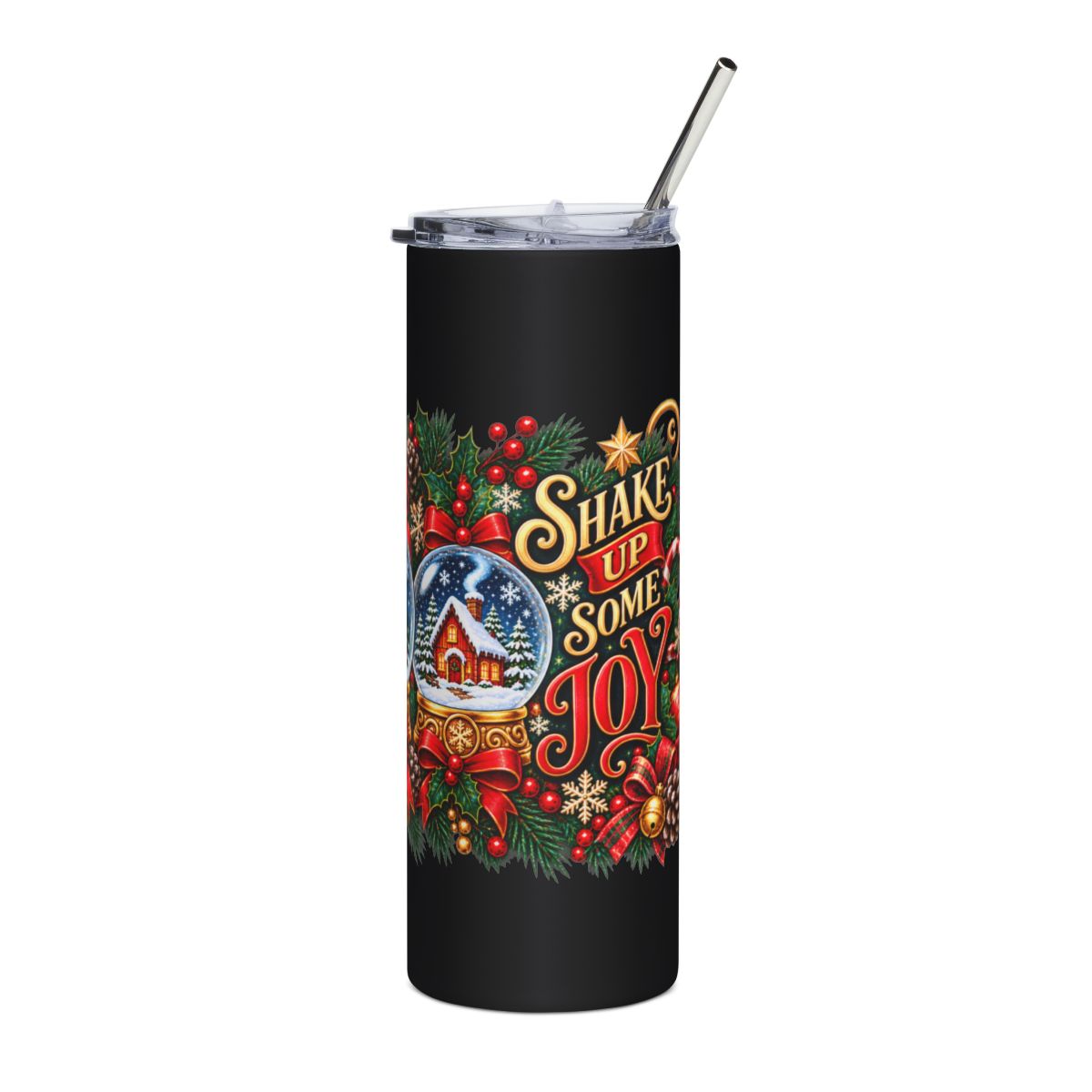Snow Globe Holiday Scene Tumbler | Christmas 20oz Stainless Steel