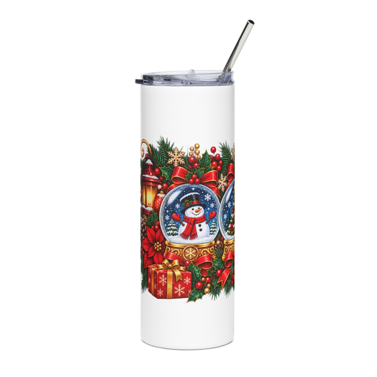 Snow Globe Holiday Scene Tumbler | Christmas 20oz Stainless Steel