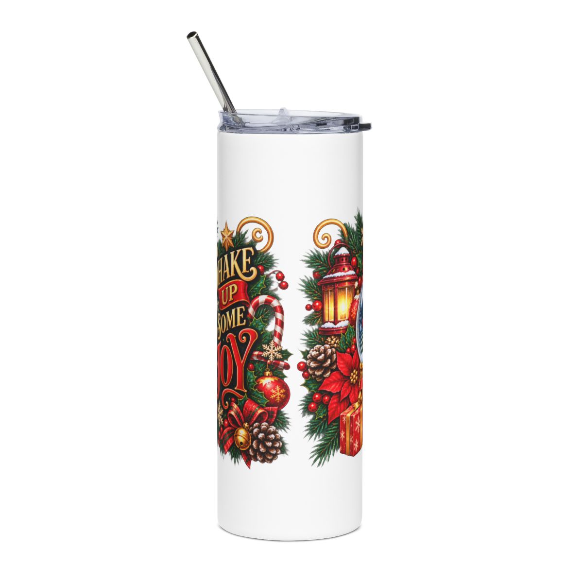 Snow Globe Holiday Scene Tumbler | Christmas 20oz Stainless Steel