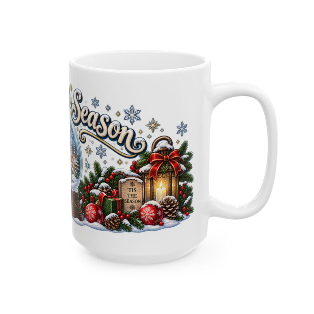 Snow Globe Village Christmas Mug | Ceramic Holiday Coffee Cup, Winter Snow Scene, Cozy Gift