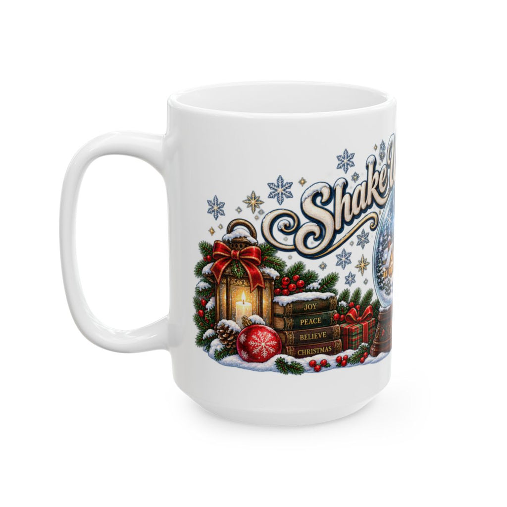 Snow Globe Village Christmas Mug | Ceramic Holiday Coffee Cup, Winter Snow Scene, Cozy Gift