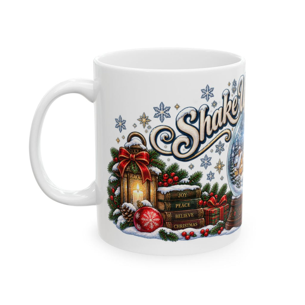 Snow Globe Village Christmas Mug | Ceramic Holiday Coffee Cup, Winter Snow Scene, Cozy Gift
