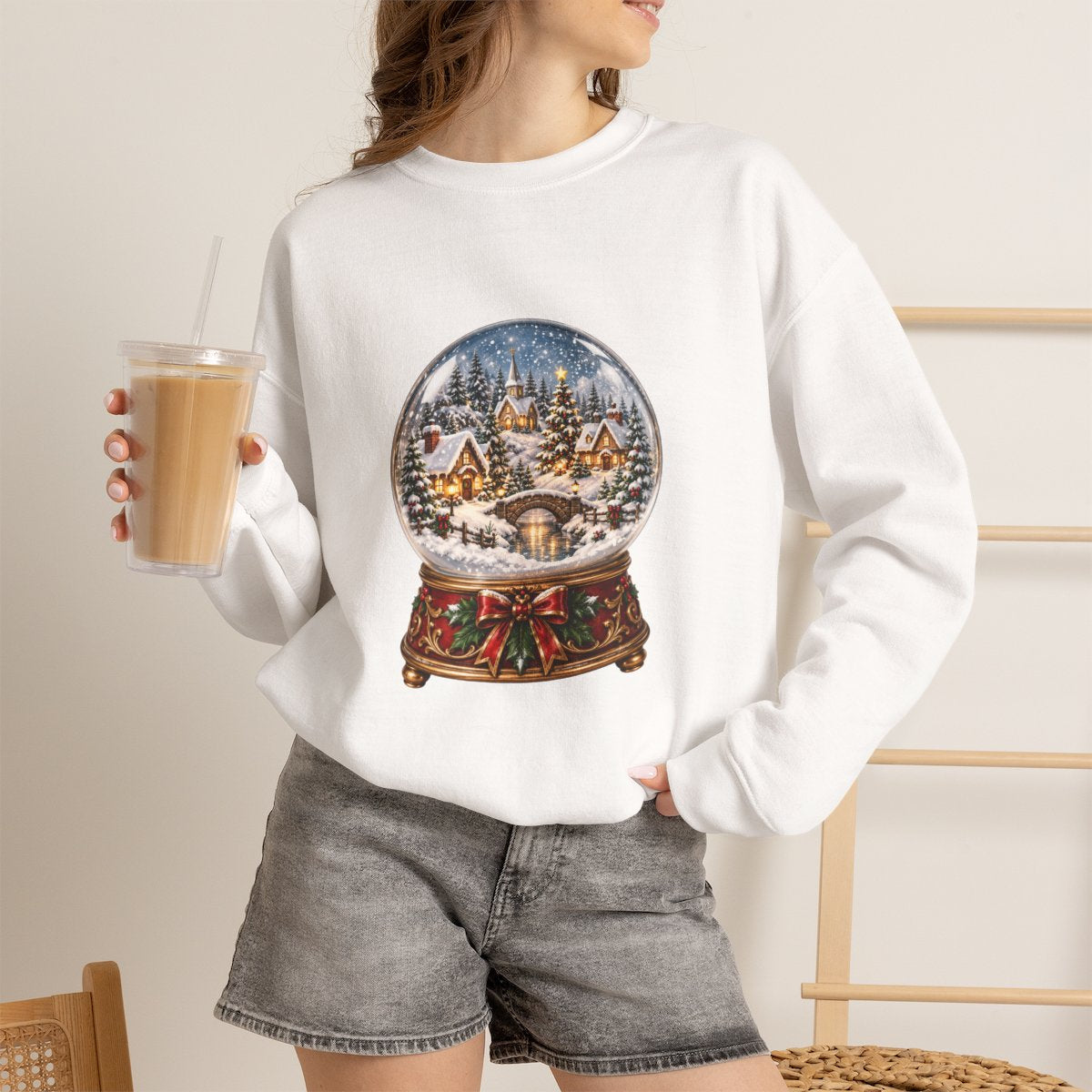 Snow Globe Winter Village Sweatshirt | Christmas Snow Globe Crewneck