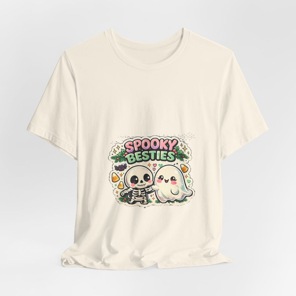 Spooky Besties skeleton and ghost graphic Tee | Halloween cute spooky shirt