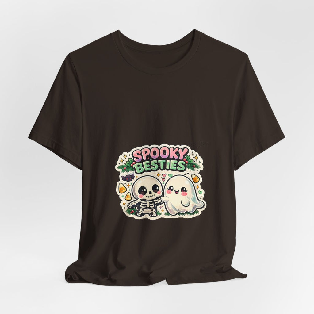 Spooky Besties skeleton and ghost graphic Tee | Halloween cute spooky shirt