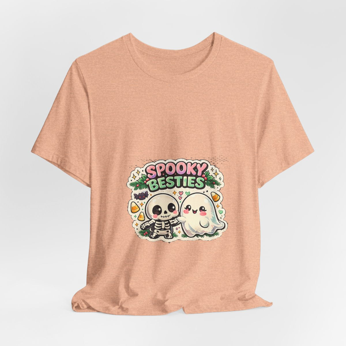 Spooky Besties skeleton and ghost graphic Tee | Halloween cute spooky shirt