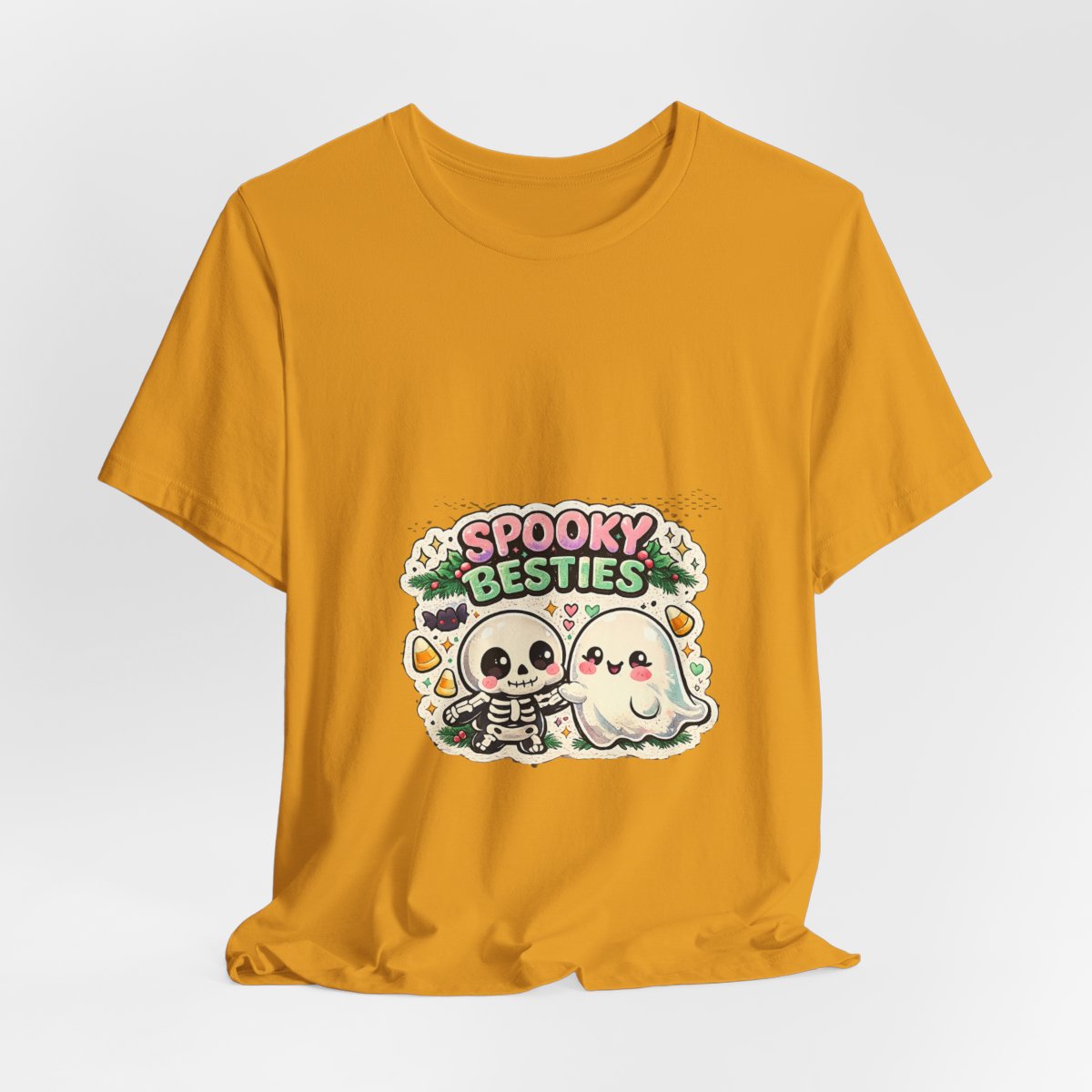 Spooky Besties skeleton and ghost graphic Tee | Halloween cute spooky shirt