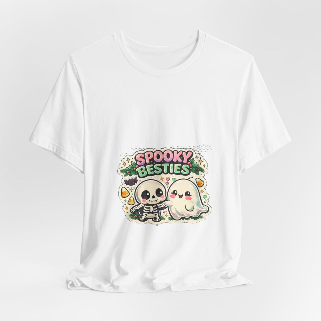 Spooky Besties skeleton and ghost graphic Tee | Halloween cute spooky shirt