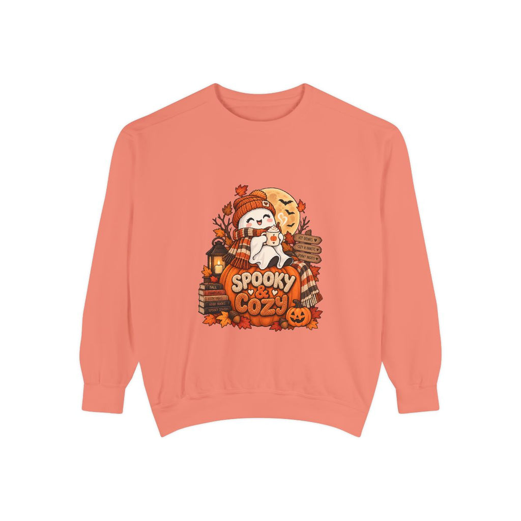 Spooky Cozy Ghost Crewneck Sweatshirt | Halloween Pumpkin Autumn Design