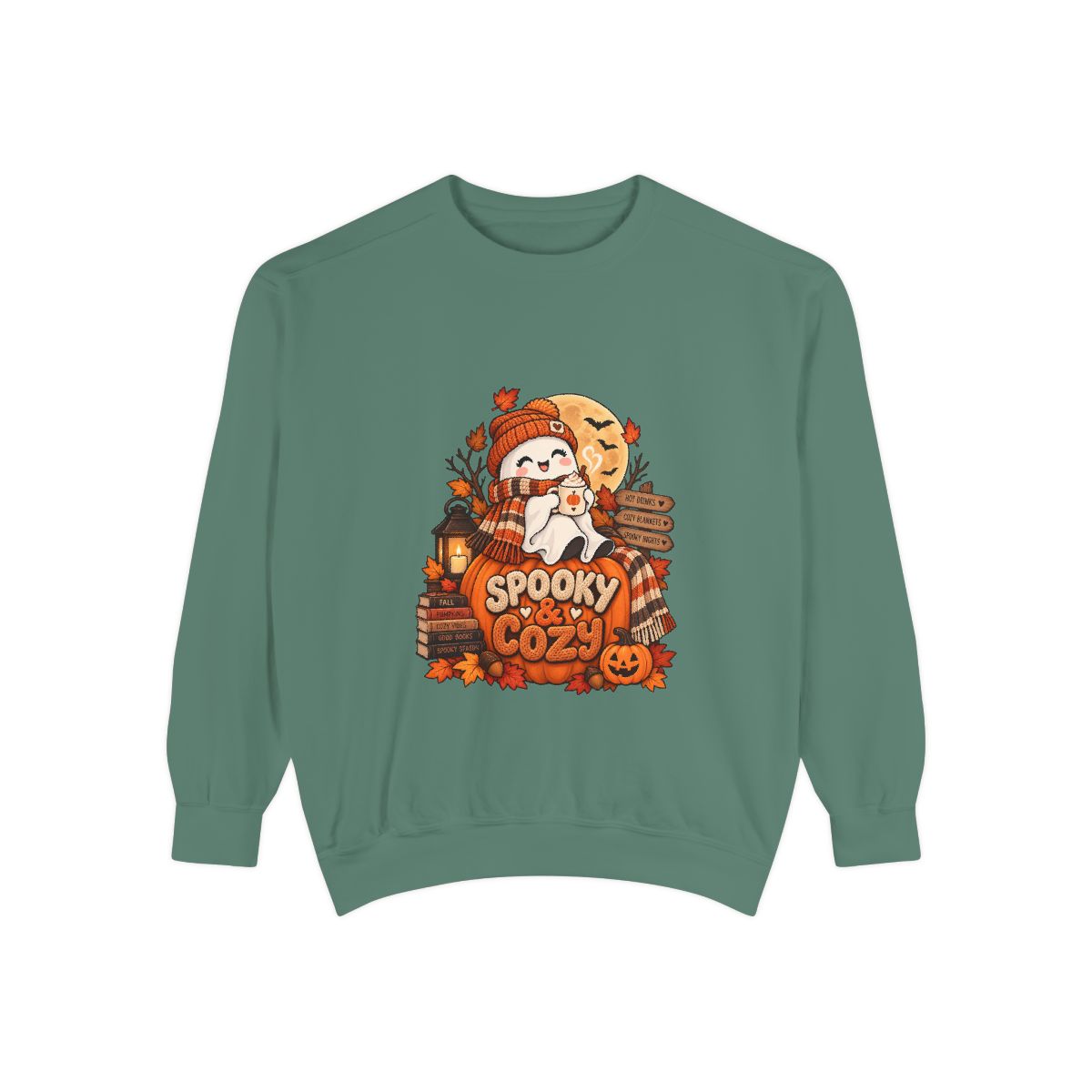 Spooky Cozy Ghost Crewneck Sweatshirt | Halloween Pumpkin Autumn Design