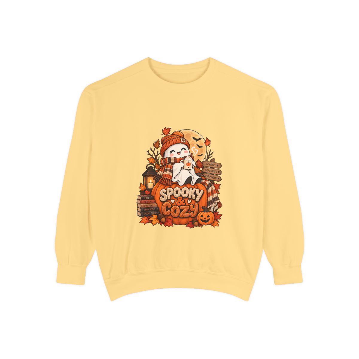 Spooky Cozy Ghost Crewneck Sweatshirt | Halloween Pumpkin Autumn Design