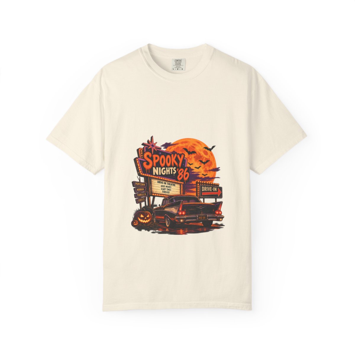 Spooky Nights 86 Retro Haunted Diner T-Shirt | Pumpkin Moon, Jack-o'-Lantern