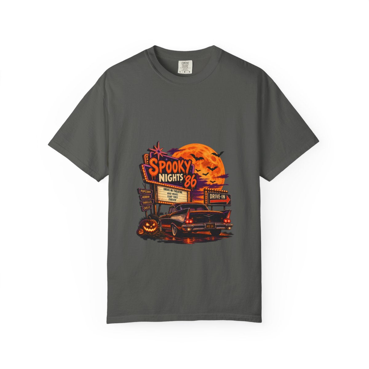 Spooky Nights 86 Retro Haunted Diner T-Shirt | Pumpkin Moon, Jack-o'-Lantern