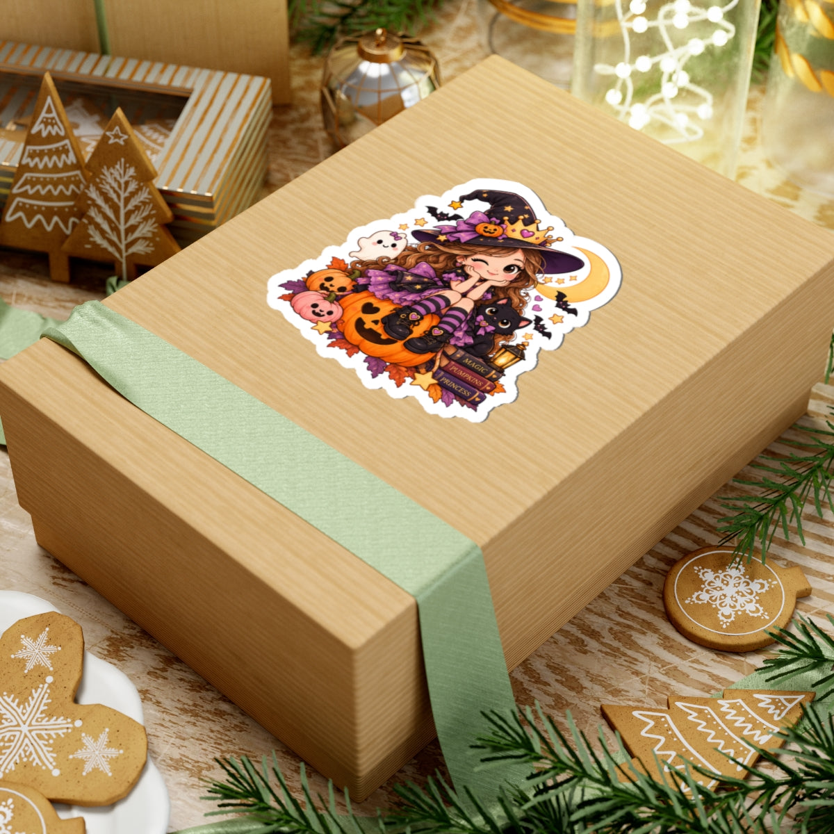 Spooky Princess Sticker, Cute Witch Girl Kawaii Halloween Decal