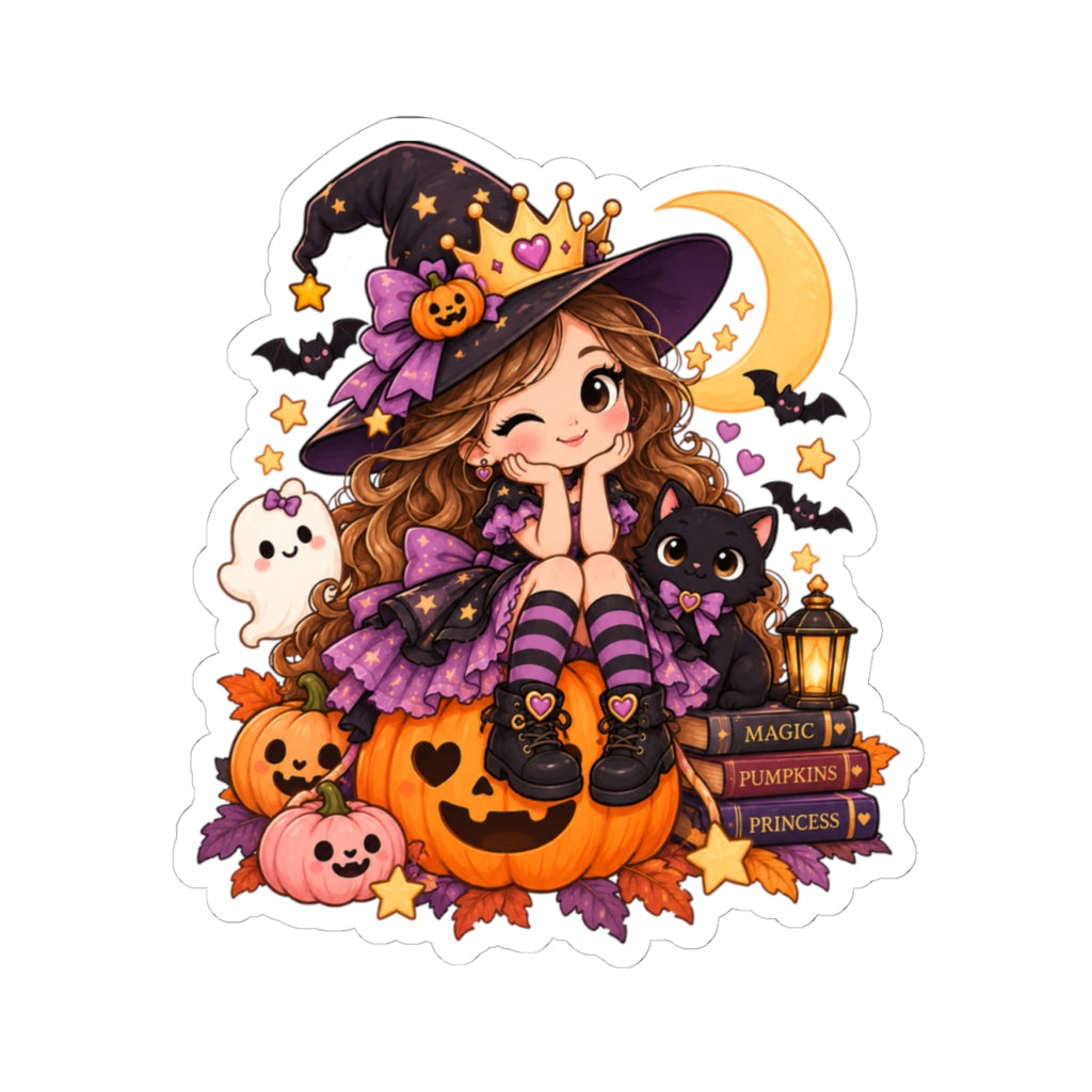 Spooky Princess Sticker, Cute Witch Girl Kawaii Halloween Decal