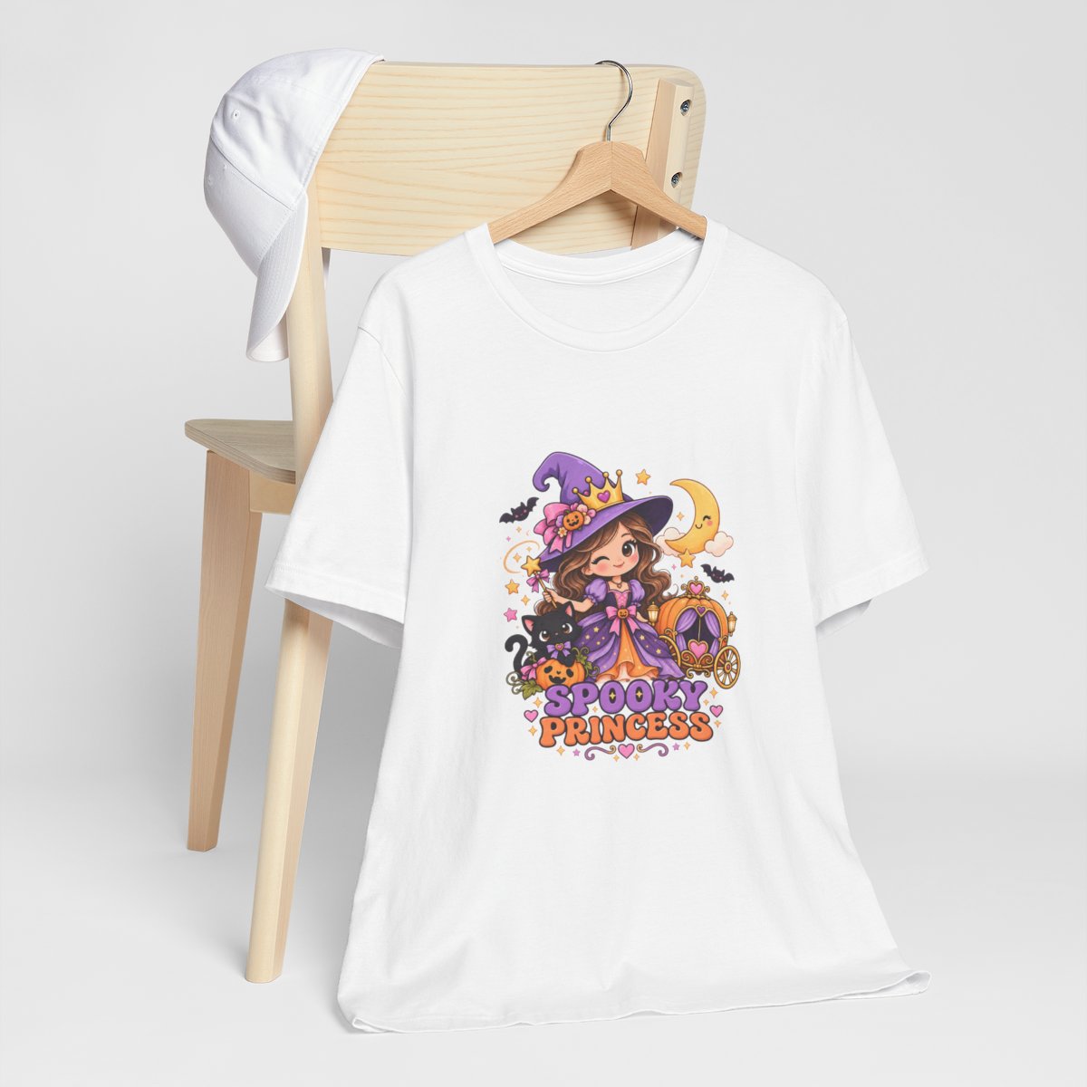 Spooky Princess witch illustration T-Shirt | Halloween pumpkin cat moon