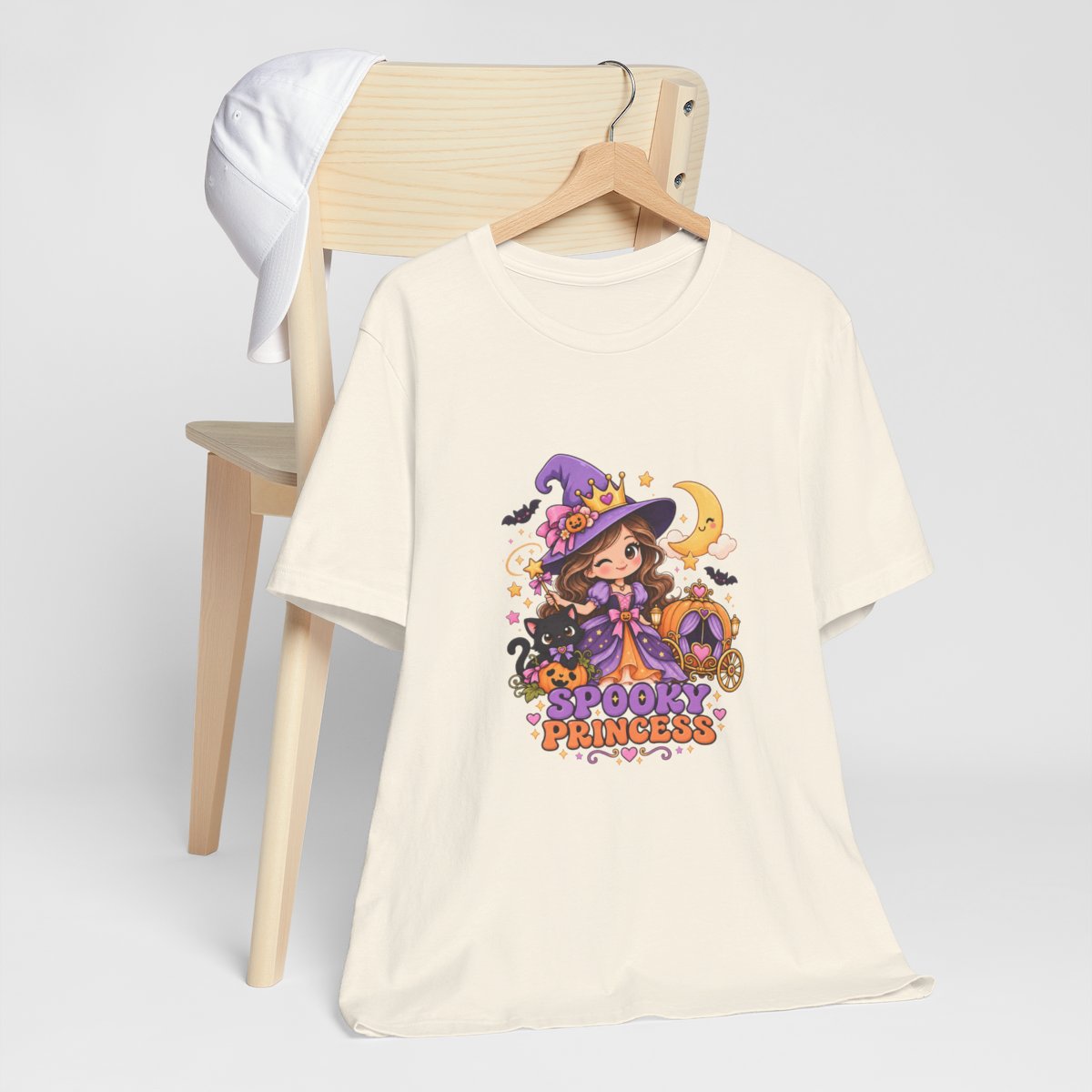 Spooky Princess witch illustration T-Shirt | Halloween pumpkin cat moon