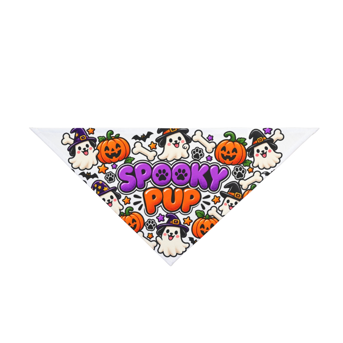 Spooky Pup Pet Bandana | Halloween Ghosts Pumpkins Bones - 20" × 10"