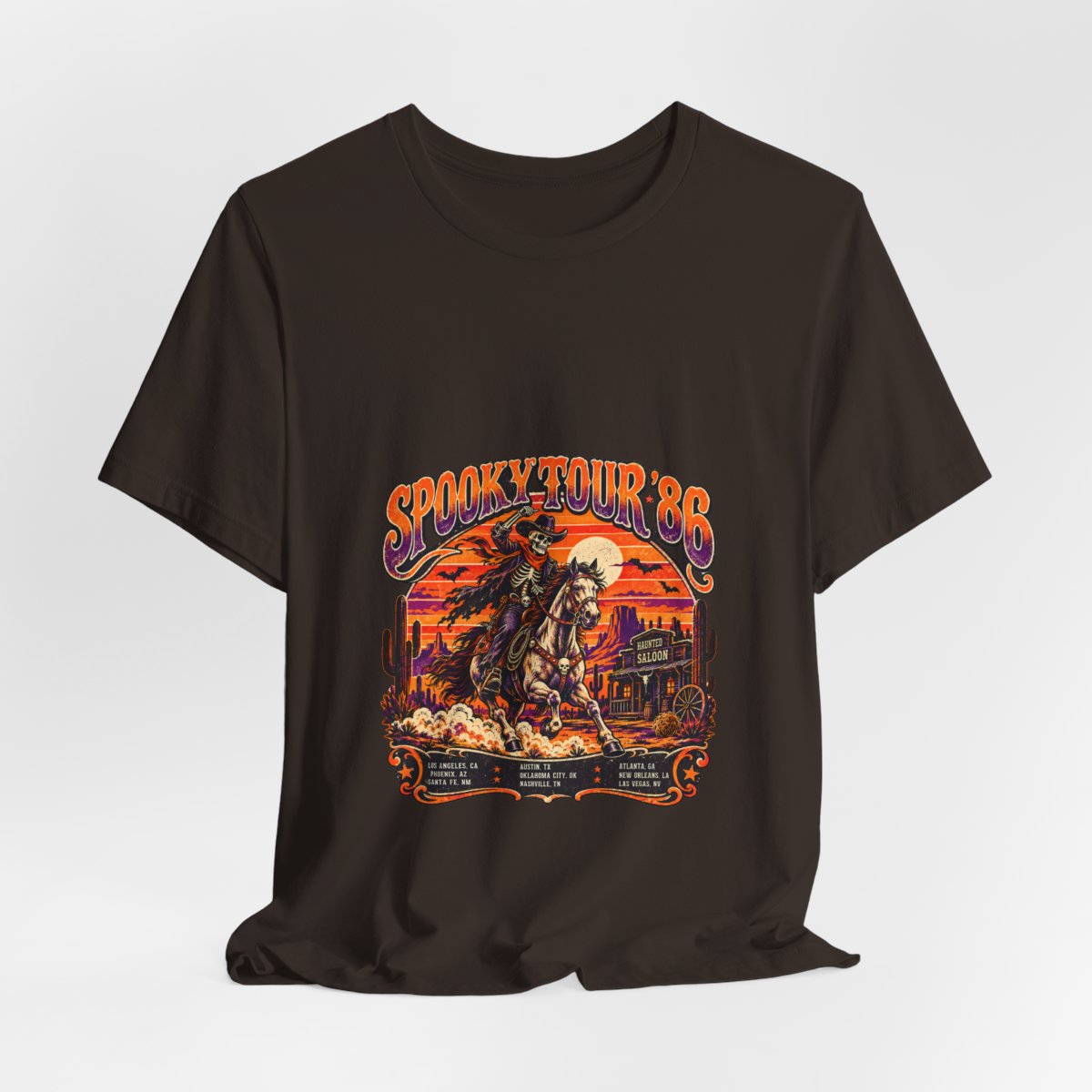 Spooky Rodeo Cowboy Skull Western Tee | Desert Sunset, Cactus Graphics