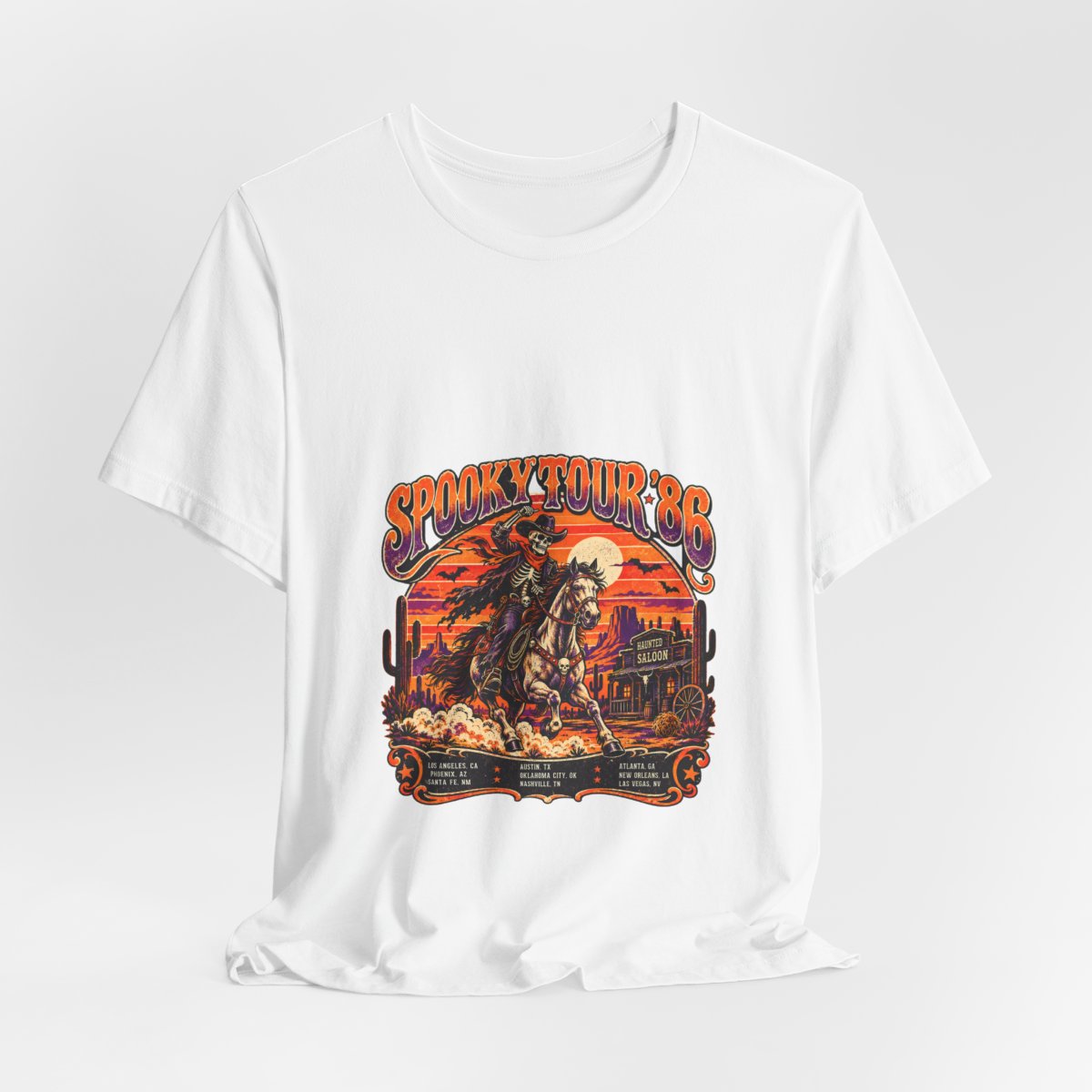 Spooky Rodeo Cowboy Skull Western Tee | Desert Sunset, Cactus Graphics