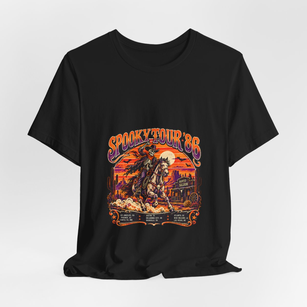 Spooky Rodeo Cowboy Skull Western Tee | Desert Sunset, Cactus Graphics