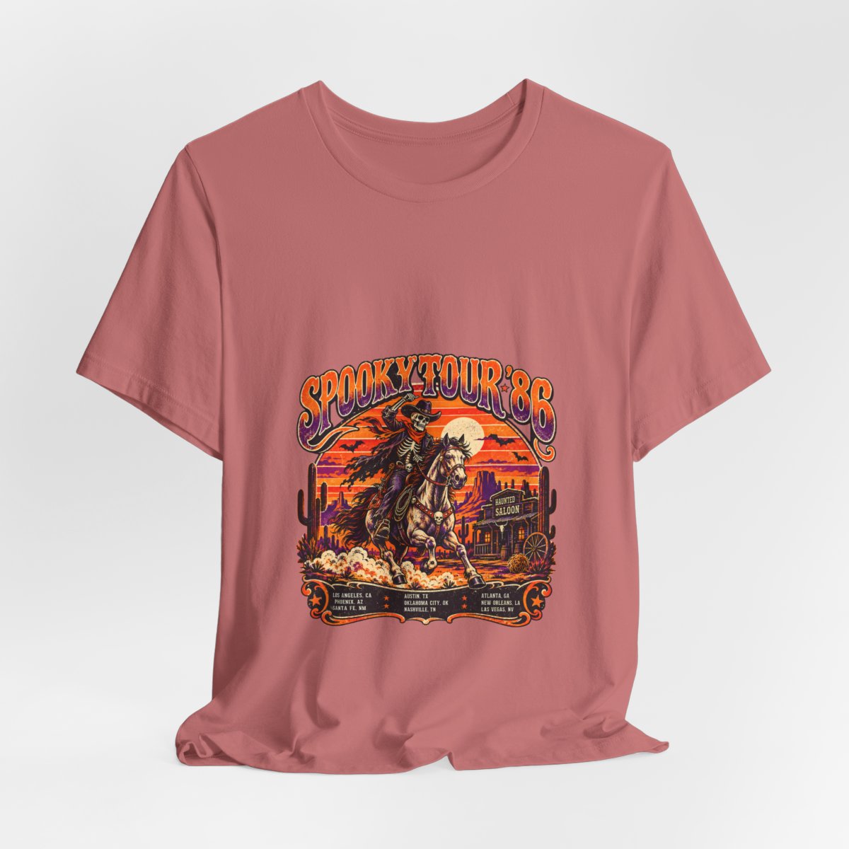 Spooky Rodeo Cowboy Skull Western Tee | Desert Sunset, Cactus Graphics