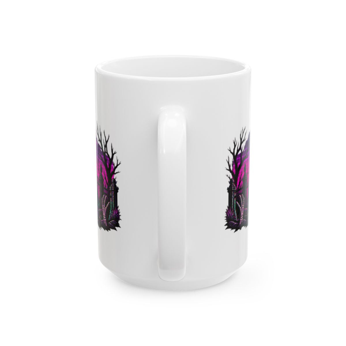 Spooky Season '86 Retro Halloween Mug | 80s Neon Sunset Ghost Bat Skeleton Coffee Mug, Gothic Horror Gift