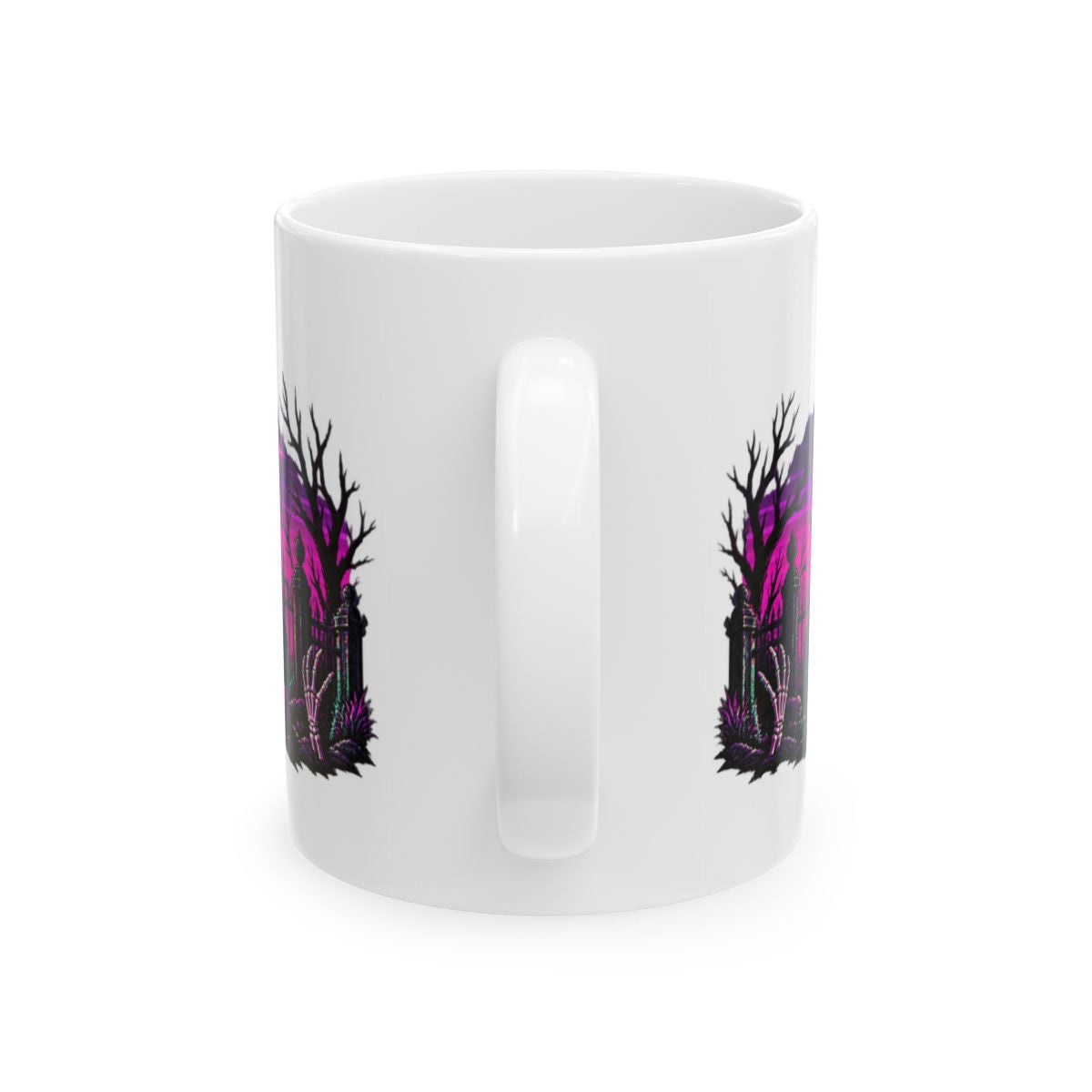 Spooky Season '86 Retro Halloween Mug | 80s Neon Sunset Ghost Bat Skeleton Coffee Mug, Gothic Horror Gift