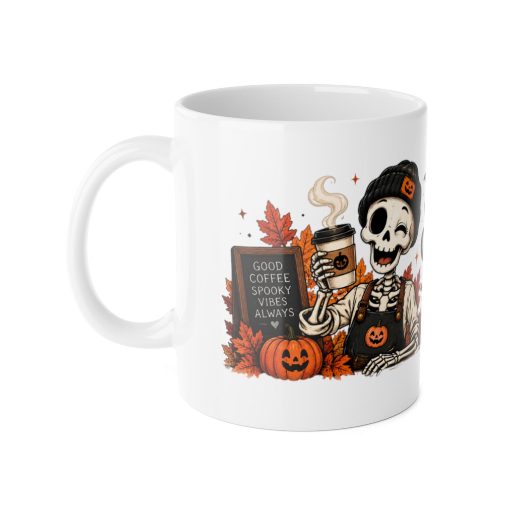 Spooky Sips skeleton coffee mug | Halloween ceramic mug